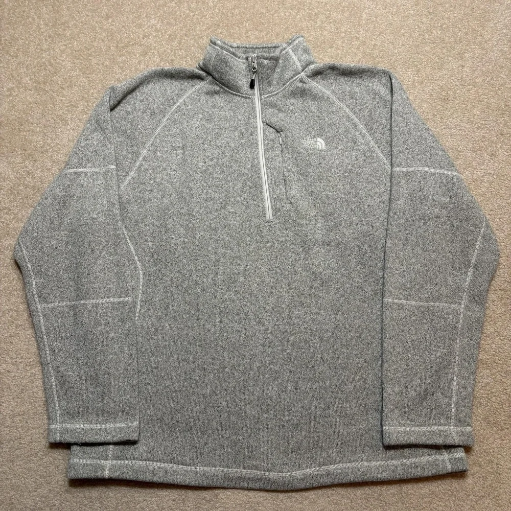 The North Face Fleece Pullover Mens XL Gray 1/4 Zip Mock Neck Hiking Outdoor